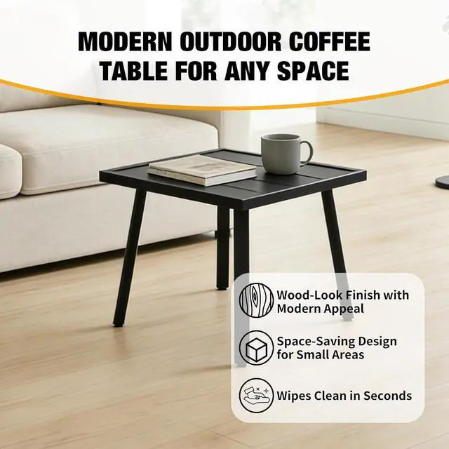 Alt view image 4 of 7 - Small Patio Side Table, Weather-Resistant Outdoor Table for Balcony, Porch, Deck, or Garden, Modern Design, Square, 18" x 18" x 15"