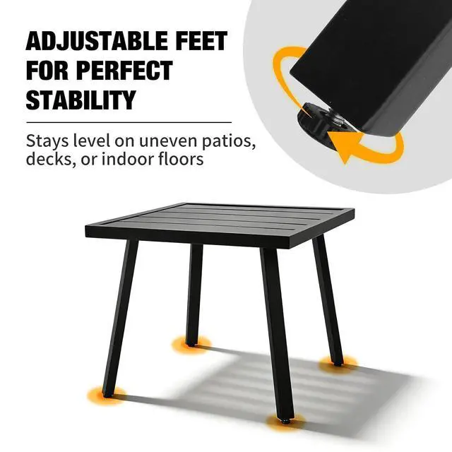 Alt view image 6 of 7 - Small Patio Side Table, Weather-Resistant Outdoor Table for Balcony, Porch, Deck, or Garden, Modern Design, Square, 18" x 18" x 15"