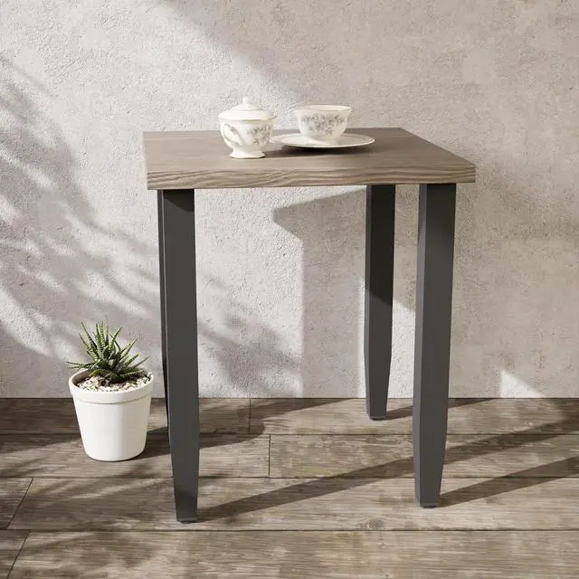 Main image of Modern Outdoor Table, Patio Table with Wood Grain Top for Deck, Porch, Balcony, Garden, Square Side Table