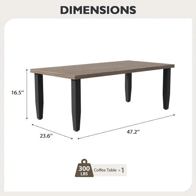 Alt view image 2 of 7 - Modern Outdoor Table, Patio Coffee Table with Wood Grain Top for Deck, Porch, Balcony, Garden
