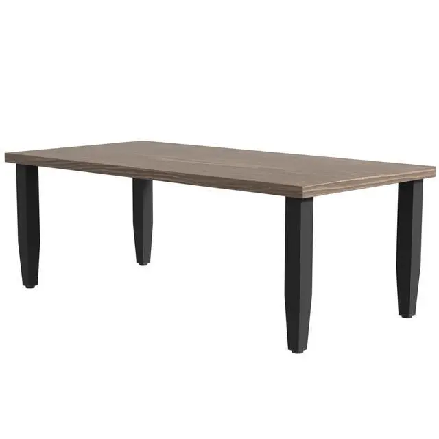 Alt view image 7 of 7 - Modern Outdoor Table, Patio Coffee Table with Wood Grain Top for Deck, Porch, Balcony, Garden