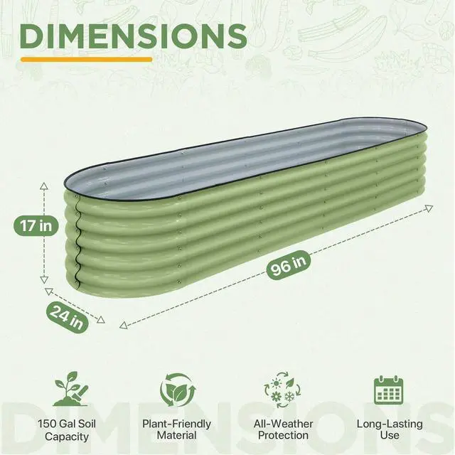 Alt view image 3 of 7 - 9 in 1 Modular 17in Customizable Elevated Raised Garden Bed Kit with Multiple Configurations, Outdoor Metal Planter Box Steel Flower Bed, Olive Green