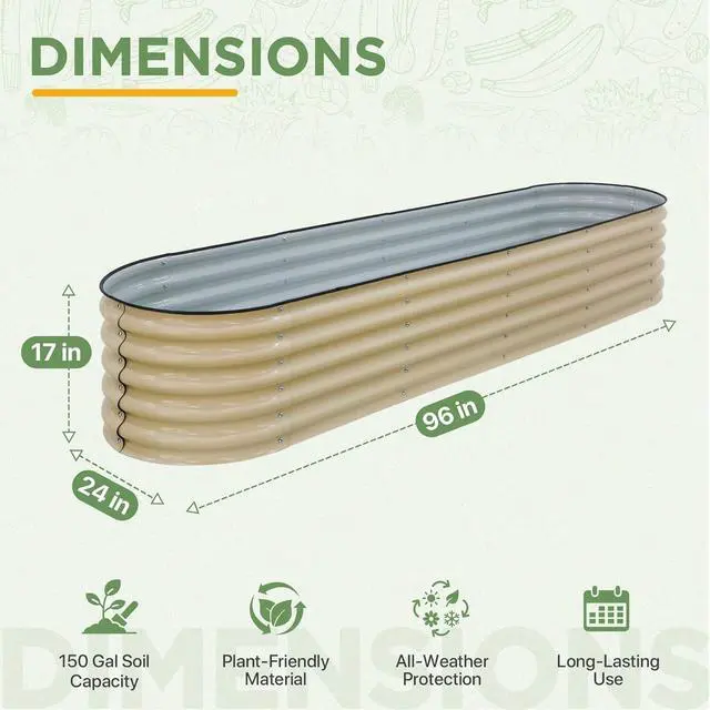 Alt view image 3 of 7 - 9 in 1 Modular 17in Customizable Elevated Raised Garden Bed Kit with Multiple Configurations, Outdoor Metal Planter Box Steel Flower Bed, Pearl White