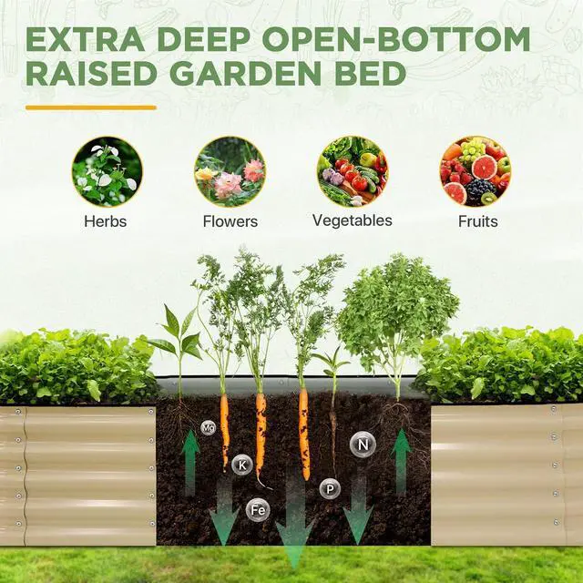 Alt view image 2 of 7 - 9 in 1 Modular 17in Customizable Elevated Raised Garden Bed Kit with Multiple Configurations, Outdoor Metal Planter Box Steel Flower Bed, Pearl White
