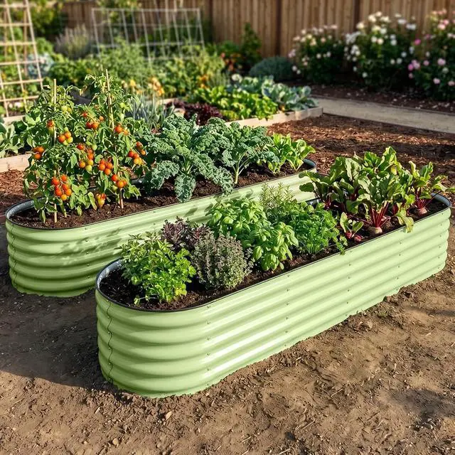 Alt view image 5 of 7 - 9 in 1 Modular 17in Customizable Elevated Raised Garden Bed Kit with Multiple Configurations, Outdoor Metal Planter Box Steel Flower Bed, Olive Green