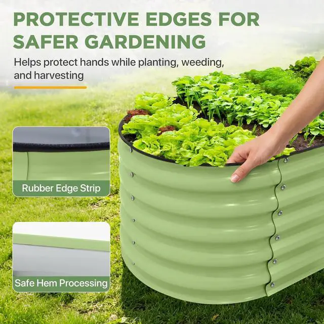 Alt view image 6 of 7 - 9 in 1 Modular 17in Customizable Elevated Raised Garden Bed Kit with Multiple Configurations, Outdoor Metal Planter Box Steel Flower Bed, Olive Green