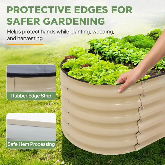 Alt view image 6 of 7 - 9 in 1 Modular 17in Customizable Elevated Raised Garden Bed Kit with Multiple Configurations, Outdoor Metal Planter Box Steel Flower Bed, Pearl White