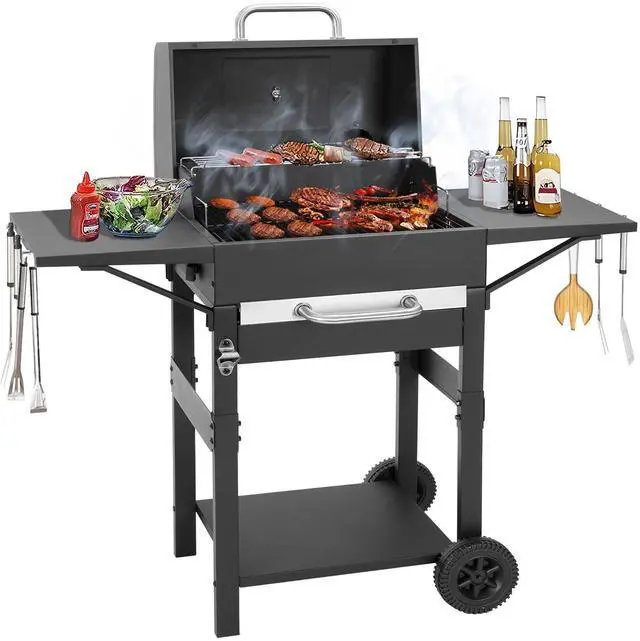 Main image of Charcoal Grill with Side Shelf, 353 Sq.Inch Cooking Area,Large Smoker Barbecue Grill with Warming Rack,Outdoor BBQ Grill with Charcoal Tray for Yard, Camping, Picnic