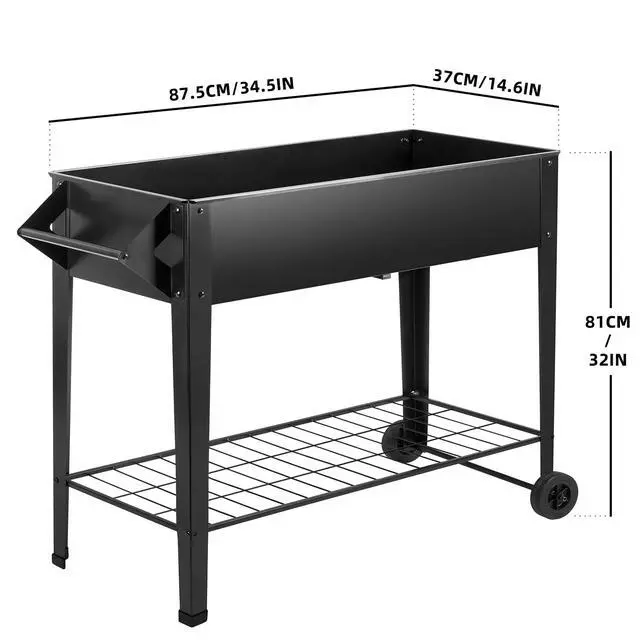 Alt view image 5 of 7 - 32" Elevated Raised Garden Bed Outdoor - Rust-Resistant Metal Spacious Planter Box with Drainage Holes for Patio Balcony Deck Small Space - Grows Vegetables Tomatoes Herbs Flowers
