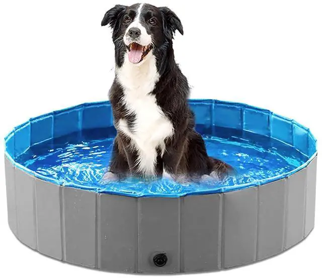 Main image of Foldable Dog Pet Bath Pool Collapsible Dog Pet Pool Bathing Tub Kiddie Pool Doggie Wading Pool for Puppy Small Medium Large Dogs Cats and Kids 32" Grey