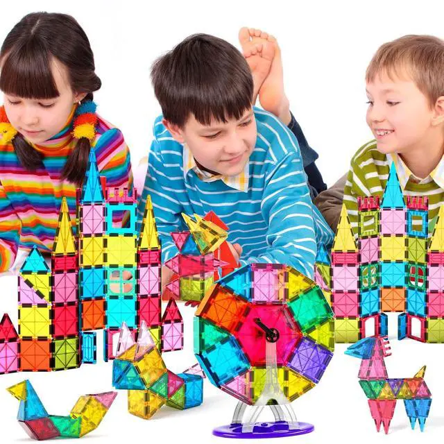 Alt view image 7 of 7 - 57PCS Magnetic Tiles Building Blocks Set for Boys Girls Preschool Educational Magnet Construction Kit Stacking STEM Toys Christmas Birthday Gifts for Kids Toddlers 3 4 5 6 7 8 9 + Year Old