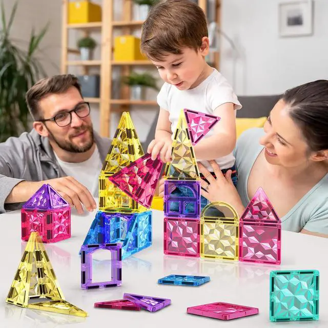 Alt view image 7 of 7 - 110PCS Magnetic Tiles Building Blocks Set for Boys Girls Preschool Educational Magnet Construction Kit Stacking STEM Toys Christmas Birthday Gifts for Kids Toddlers 3 4 5 6 7 8 9 + Year Old
