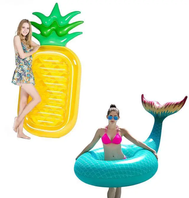 Main image of Giant 76" Pineapple Pool Party Float Raft Floatie and Jasonwell Giant Inflatable Mermaid Tail Pool Float Pool Tube