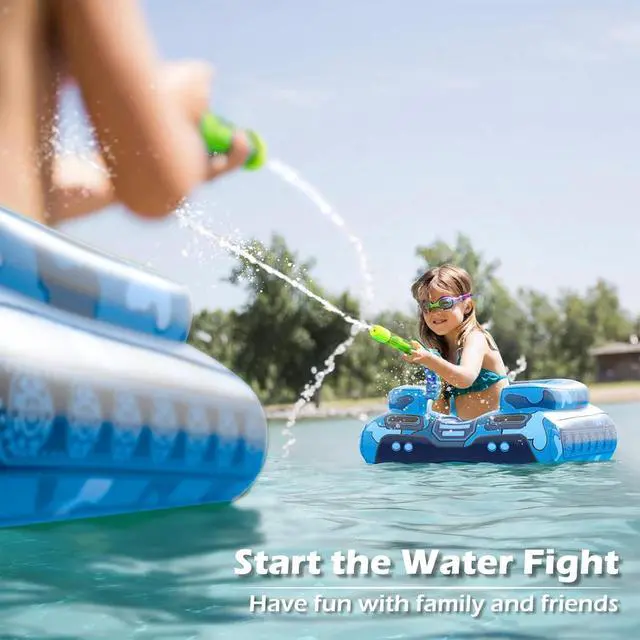 Alt view image 5 of 7 - Inflatable Tank Pool Floats Kids - Jasonwell Toddler Pool Floaties Swimming Pool Tank with Water Cannon Gun Swim Floaty Rafts Lake Beach Party Pool Toys for Boys Girls Toddlers Kids Ages 3-8