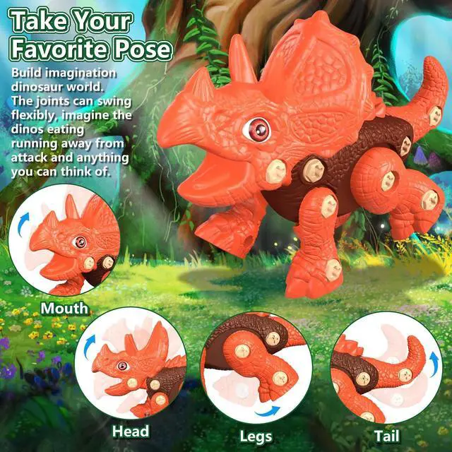 Alt view image 4 of 7 - Kids Building Dinosaur Toys - Boys STEM Take Apart Construction Set Educational Dino Kit Play Set Easter Party Favors Christmas Birthday Gifts for Toddler Girls Age 3 4 5 6 7 8 + Year Old