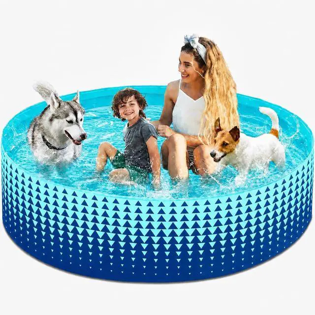 Main image of Foldable Dog Kiddie Pool - Hard Plastic Kids Paddling Pool Toddler Baby Swimming Pools for Backyard Collapsible Whelping Box Pet Doggie Cats Wading Pools Bathtub for Puppy Large Dogs 79In,G