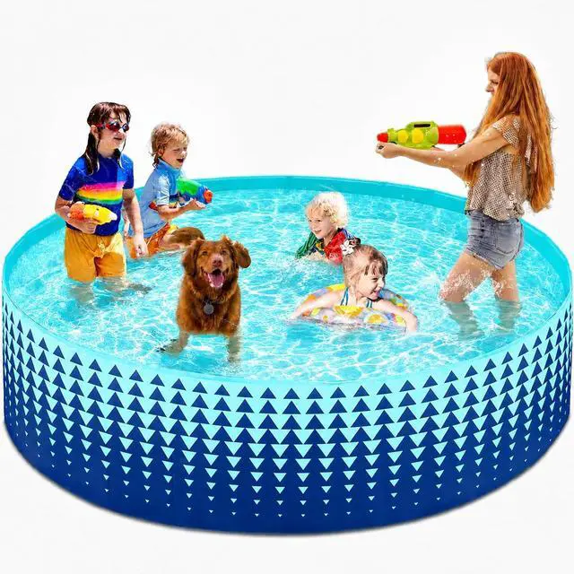 Main image of Foldable Dog Kiddie Pool - Hard Plastic Kids Paddling Pool Toddler Baby Swimming Pools for Backyard Collapsible Whelping Box Pet Doggie Cats Wading Pools Bathtub for Puppy Large Dogs 97In,G
