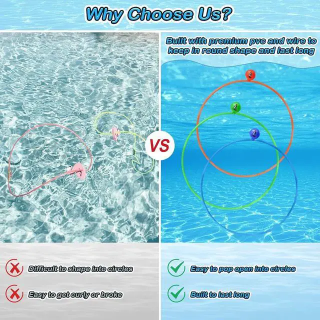 Alt view image 2 of 7 - Pool Toys Diving Rings - 28PCS Swim Thru Rings Pool Game Diving Toys with Dive Ring Underwater Treasures Torpedo Bandits Fish Toy Fun Water Swimming Toy for Boys Girls Kids Teens Adults