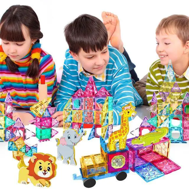 Alt view image 5 of 7 - Magnetic Tiles Kids Magnetic Blocks 110PCS Building Sets 3D Magnet Toys Preschool Educational Construction STEM Toy Christmas Birthday Gifts for Toddlers Boys Girls 3 4 5 6 7 8 9 + Year Old