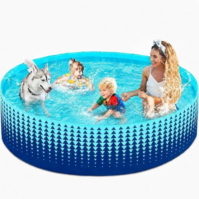 Main image of Foldable Dog Kiddie Pool - Hard Plastic Kids Paddling Pool Toddler Baby Swimming Pools for Backyard Collapsible Whelping Box Pet Doggie Cats Wading Pools Bathtub for Puppy Large Dogs 87In,G