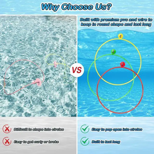 Alt view image 2 of 7 - Pool Toys Diving Rings - 28PCS Swim Thru Rings Pool Game Diving Toys with Dive Ring Underwater Treasures Torpedo Bandits Fish Toy Fun Water Swimming Toys for Boys Girls Kids (Muticolor)