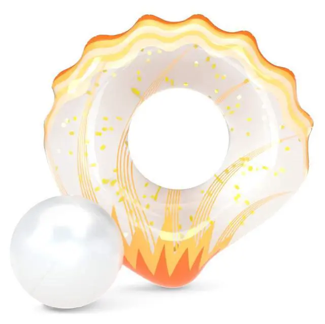 Alt view image 4 of 7 - Inflatable Seashell Pool Float Floatie with Ball Water Fun Large Blow Up Summer Beach Swimming Floaty Party Toys Lounge Raft for Adults