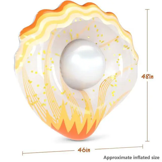 Alt view image 5 of 7 - Inflatable Seashell Pool Float Floatie with Ball Water Fun Large Blow Up Summer Beach Swimming Floaty Party Toys Lounge Raft for Adults