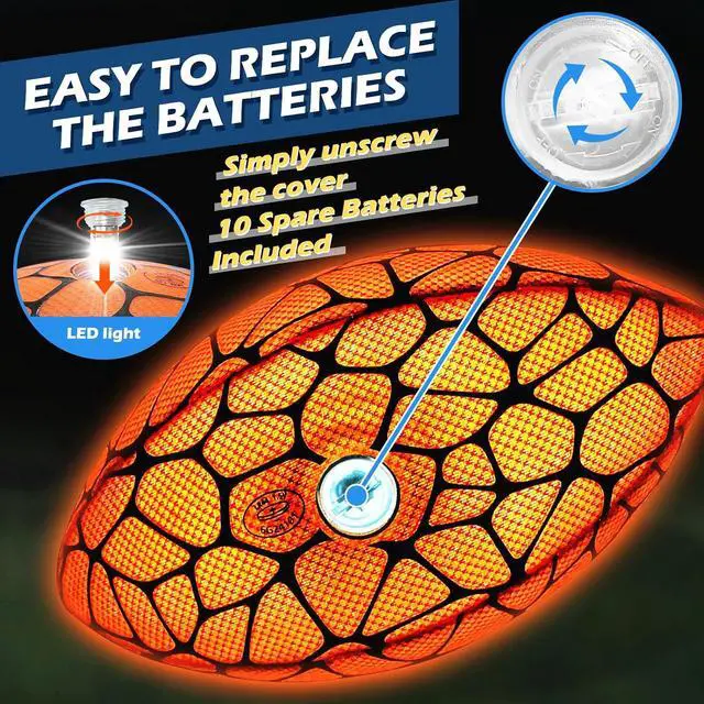 Alt view image 4 of 7 - Glow in The Dark Football - Strong Grip Light Up Football Toy Stuff Gift Outdoor Sports Ball for Boys Kids Teen Junior Youth Adult Christmas Birthday Gifts for Ages 6-8 8-12 13+ Year Old