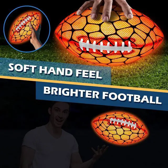 Alt view image 5 of 7 - Glow in The Dark Football - Strong Grip Light Up Football Toy Stuff Gift Outdoor Sports Ball for Boys Kids Teen Junior Youth Adult Christmas Birthday Gifts for Ages 6-8 8-12 13+ Year Old