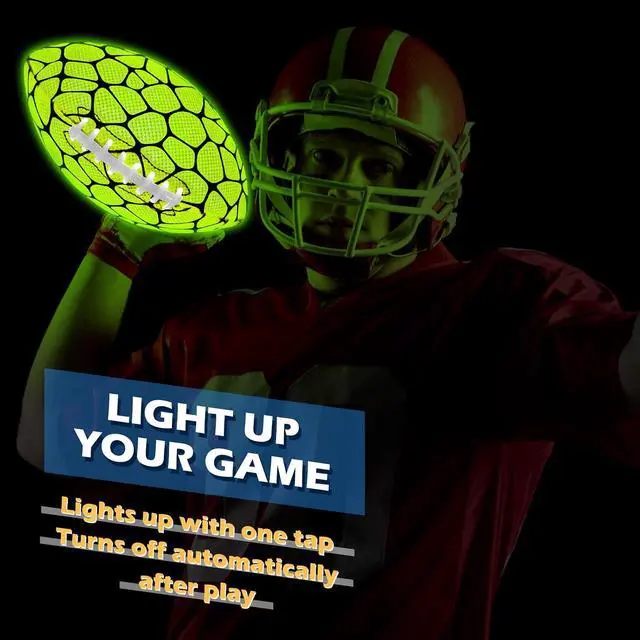 Alt view image 2 of 7 - Glow in The Dark Football - Strong Grip Light Up Football Toy Stuff Gift Outdoor Sports Ball for Boys Kids Teen Junior Youth Adult Christmas Birthday Gifts for Ages 6-8 8-12 13+ Year Old