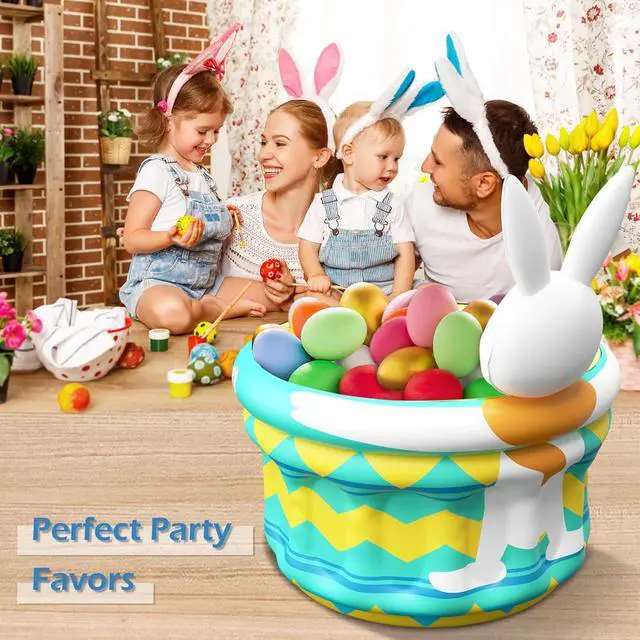 Alt view image 4 of 7 - Inflatable Pool Party Cooler - Easter Bunny Ice Bucket Luau Hawaiian Tropical Beach Themed Birthday Easter Party Decorations Favors Outdoor Decor Pool Games Set for Kids Adults