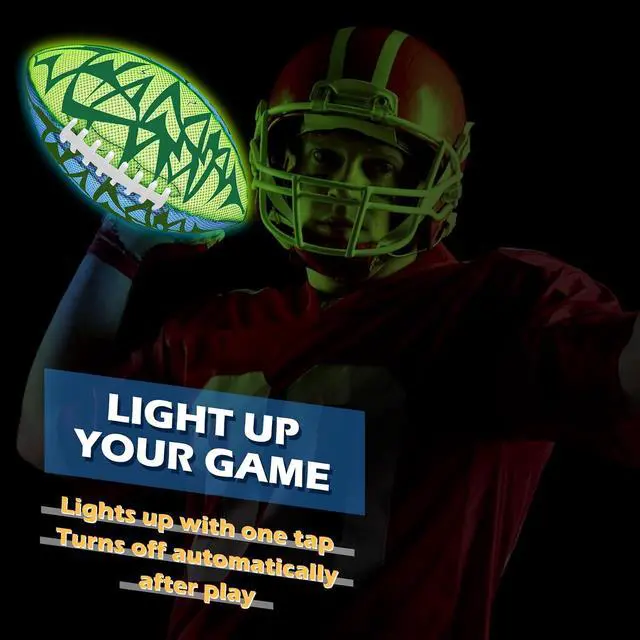 Alt view image 2 of 7 - Glow in The Dark Football - Strong Grip Light Up Football Toy Stuff Gift Outdoor Sports Ball for Boys Kids Teen Junior Youth Adult Christmas Birthday Gifts for Ages 6-8 8-12 13+ Year Old