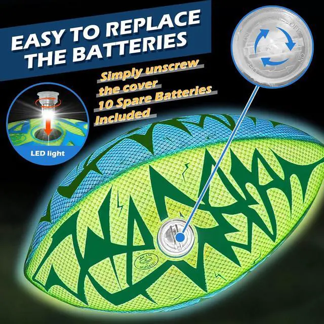 Alt view image 4 of 7 - Glow in The Dark Football - Strong Grip Light Up Football Toy Stuff Gift Outdoor Sports Ball for Boys Kids Teen Junior Youth Adult Christmas Birthday Gifts for Ages 6-8 8-12 13+ Year Old