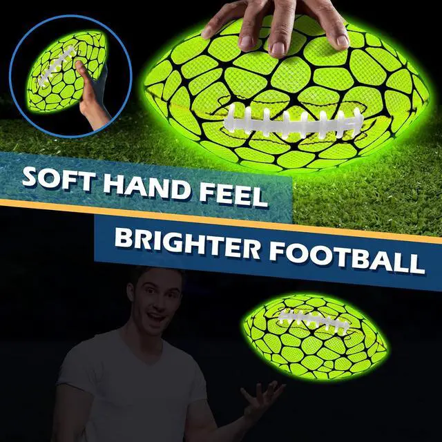 Alt view image 5 of 7 - Glow in The Dark Football - Strong Grip Light Up Football Toy Stuff Gift Outdoor Sports Ball for Boys Kids Teen Junior Youth Adult Christmas Birthday Gifts for Ages 6-8 8-12 13+ Year Old