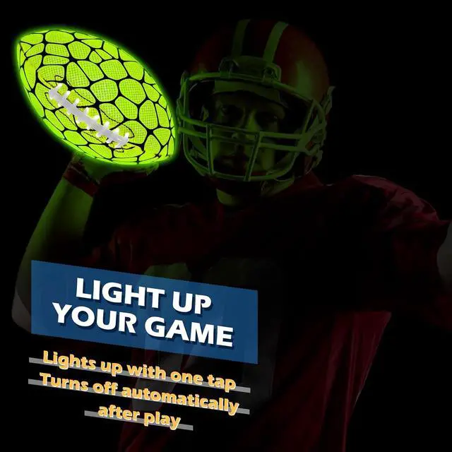 Alt view image 2 of 7 - Glow in The Dark Football - Strong Grip Light Up Football Toy Stuff Gift Outdoor Sports Ball for Boys Kids Teen Junior Youth Adult Christmas Birthday Gifts for Ages 6-8 8-12 13+ Year Old