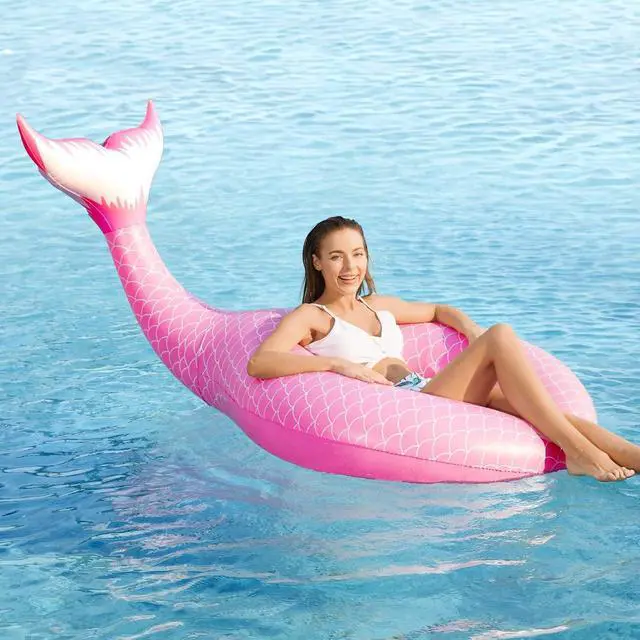 Alt view image 7 of 7 - Giant Inflatable Mermaid Tail Pool Float with Fast Valves Pool Floaties Tube Summer Beach Swimming Pool Party Lounge Raft Water Floaty Decorations Toys for Adults Kids Pink L
