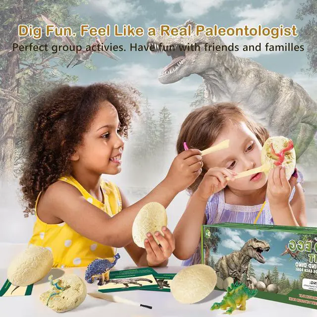 Alt view image 3 of 7 - Dino Fossil Eggs Dinosaur Toys - 12 Dinosaur Eggs Dig Excavation Kit w Play Mat for Kids Ages 5-7 Easter Basket Essentials STEM Toy Christmas Birthday Gift for Boys Girls 3 4 5 6 7 8 + 8-13 Years Old