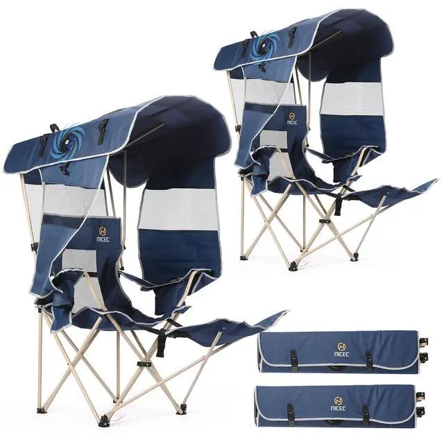 Main image of Canopy Camping Chair with Fan, Oversized Folding Outdoor Umbrella Chair with Canopy&Footrest, Side Shade, USB Powered Cooling Chair, for Camping, Sports, Beach (2 Pack)