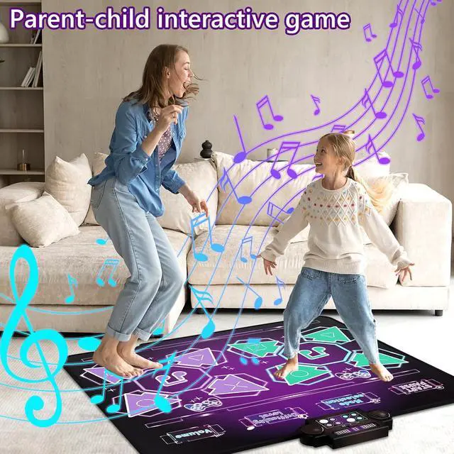 Alt view image 7 of 7 - Kids Dance Mat Toys - 2-Player Dance Pad Gifts for Girls Boys Toddlers 3 4 5 6 7 8 9 + Year Old Electronic Dancing Mat Floor Games Toy with Music Light Christmas Birthday Gift (Purple)