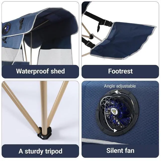 Alt view image 4 of 7 - Canopy Camping Chair with Fan, Oversized Folding Outdoor Umbrella Chair with Canopy&Footrest, Side Shade, USB Powered Cooling Chair, for Camping, Sports, Beach (2 Pack)
