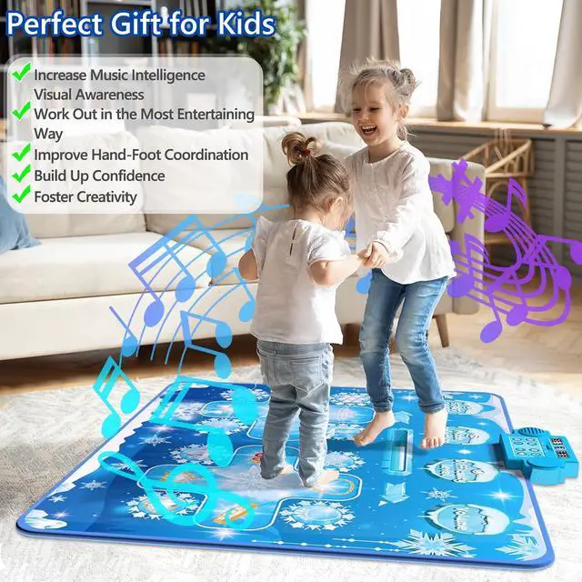 Alt view image 5 of 7 - Kids Dance Mat Toys - 2-Player Dance Pad Gifts for Girls Boys Toddlers 3 4 5 6 7 8 9 + Year Old Electronic Dancing Mat Floor Games Toy with Music Light Christmas Birthday Gift (Frozen Blue)