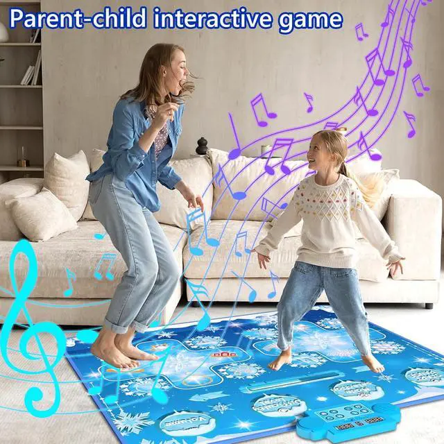 Alt view image 7 of 7 - Kids Dance Mat Toys - 2-Player Dance Pad Gifts for Girls Boys Toddlers 3 4 5 6 7 8 9 + Year Old Electronic Dancing Mat Floor Games Toy with Music Light Christmas Birthday Gift (Frozen Blue)