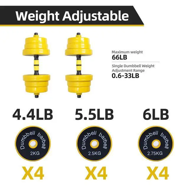 Alt view image 3 of 6 - Weights, Dumbbell Set, Kettlebells, Adjustable Dumbbells, Barbell Weight Set, 20-40-50-70LB 3-in-1 set, Non-Slip, All-purpose