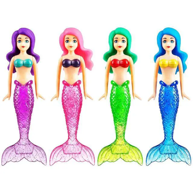 Alt view image 6 of 7 - Pool Diving Toys Games - 32PCS Swimming Mermaid Pool Toys with Dive Rings Gems Beach Ball Underwater Treasures Torpedo Bandits Fish Swim Toy etc Bath Water Toy Training Gifts for Kids Adult