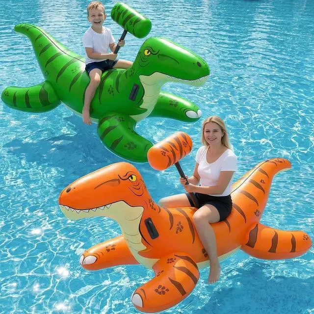 Main image of Pool Games Toys Floats -2Pack Inflatable Dinosaur Pool Floats with Blow Up Toy Hammers Ride on Pool Floaties for Kids Teens Adults Lounge Raft Summer Lake Beach Party Decorations