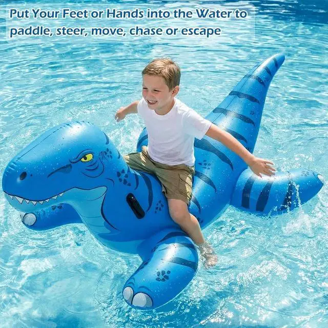 Alt view image 6 of 7 - Pool Games Toys Floats -2Pack Inflatable Dinosaur Pool Floats with Blow Up Toy Hammers Ride on Pool Floaties for Kids Teens Adults Lounge Raft Summer Lake Beach Party Decorations
