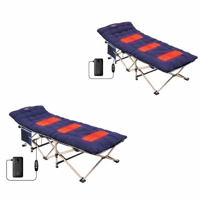 Main image of Heated Cot with Cushion, Heated Camping Cots, Folding Cots with Mattress for Adults, with Pillow, Carry Bag & Storage Pocket, Extra Wide Sturdy, Holds Up to 500 Lbs (2, Heated Mattress Navy)