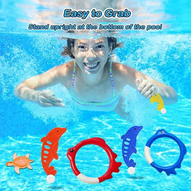 Alt view image 3 of 7 - Pool Diving Toys Games - 25PCS Swimming Pool Toys with Dive Sticks and Rings Underwater Treasures Torpedo Bandits Fish Toy etc Fun Water Swim Toy for Boys Girls Adults Kids Teens
