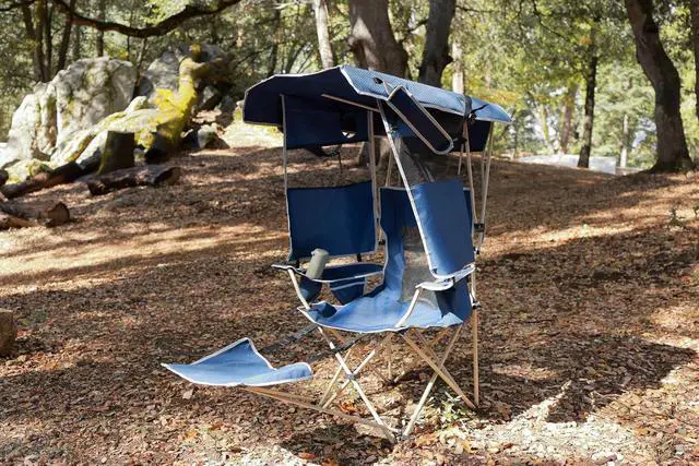 Alt view image 6 of 7 - Chair with Canopy, Umbrella Chair, Chairs with Shade, 30W Solar Panels, Sports Chairs with Removable Footrest, Cooler Bag, USB, Type-C&DC Charging Cable Included (2 Navy)