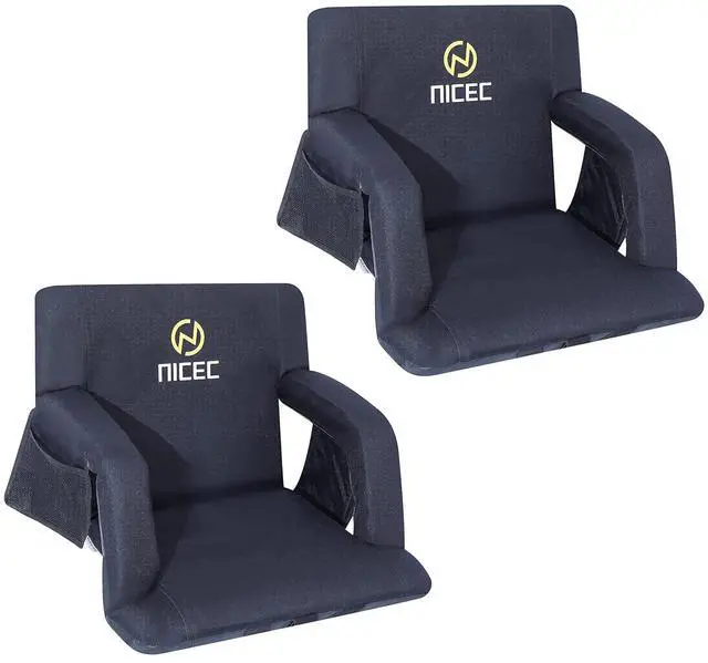 Main image of Stadium Seats, Floor Chair, Bleacher Chairs, 5 Reclining Positions Waterproof Cushion, Ultralight, Foldable, Extra Thick Padding, with Shoulder Straps & Net Pockets, Power Bank Not Included